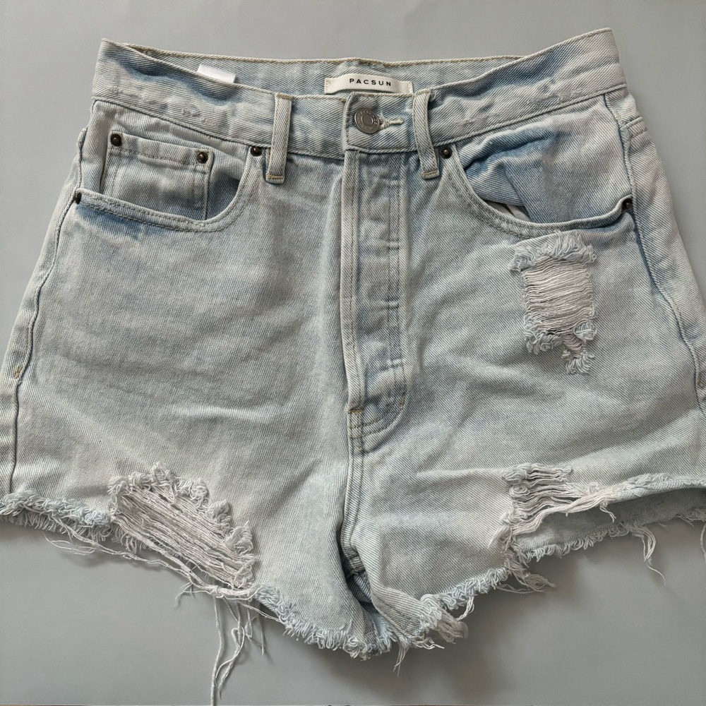 PacSun Faded Blue Ripped Jean Shorts